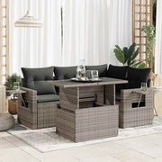 Loungeset 5-delig poly rattan grijs