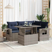 Loungeset 5-delig poly rattan grijs