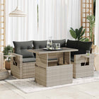 5-piece Lounge Set with cushions poly rattan light gray
