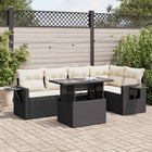 6-piece Lounge Set with Cushions Poly Rattan Black