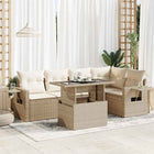 Loungeset 6-delig poly rattan beige