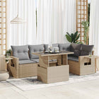 Loungeset 6-delig poly rattan beige