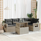 6-piece Lounge Set with cushions poly rattan light grey