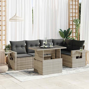 Loungeset 6-delig poly rattan lichtgrijs