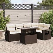 Loungeset 6-delig poly rattan bruin