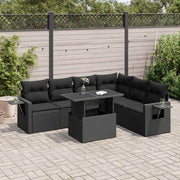 Loungeset 7-delig poly rattan zwart