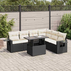 7-delige Loungeset met kussens poly rattan zwart