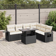 Loungeset 7-delig poly rattan zwart