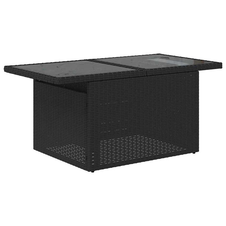 7-delige Loungeset met kussens poly rattan acacia zwart