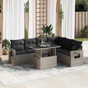 Loungeset 7-delig poly rattan grijs