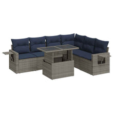 7-delige Loungeset met kussens poly rattan acacia zwart