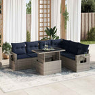 Loungeset 7-delig poly rattan grijs met kussens