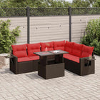 7-Piece Rattan Acacia Brown Lounge Set with Cushions