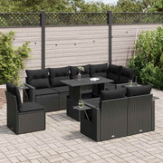 Loungeset 9-delig poly rattan zwart