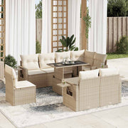 Loungeset 9-delig poly rattan beige