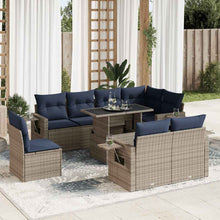 9-delige Loungeset met kussens poly rattan acacia bruin