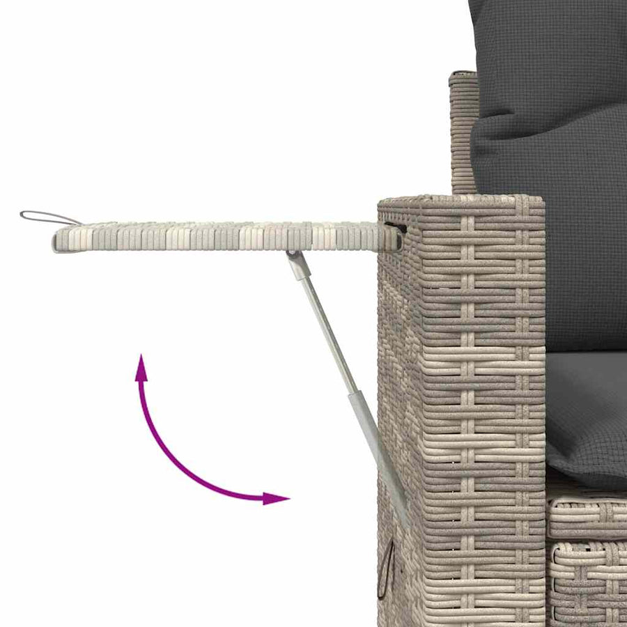 9-delige Loungeset met kussens poly rattan lichtgrijs