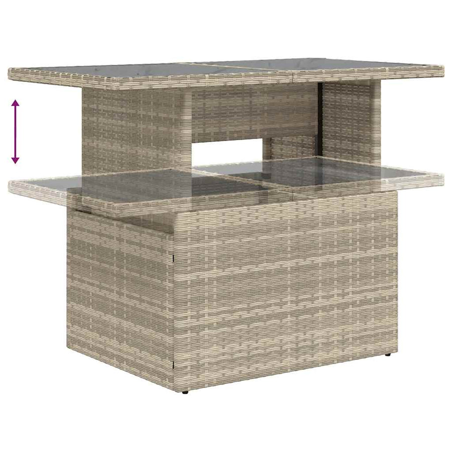 9-delige Loungeset met kussens poly rattan lichtgrijs