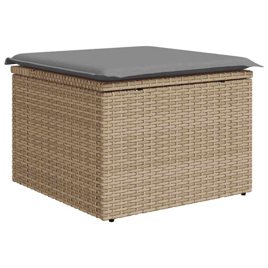 7-delige Loungeset met kussens poly rattan beige