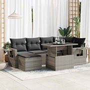 Loungeset 7-delig poly rattan grijs