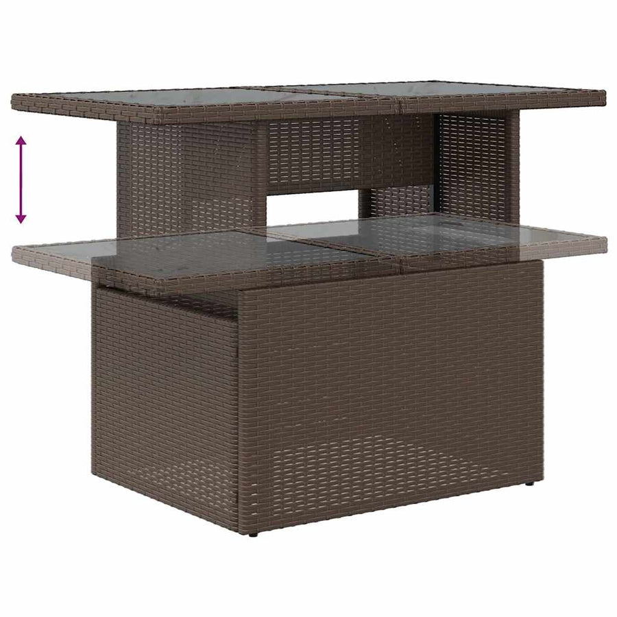 7-delige Loungeset met kussens poly rattan acacia bruin