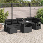 Loungeset 8-delig poly rattan zwart