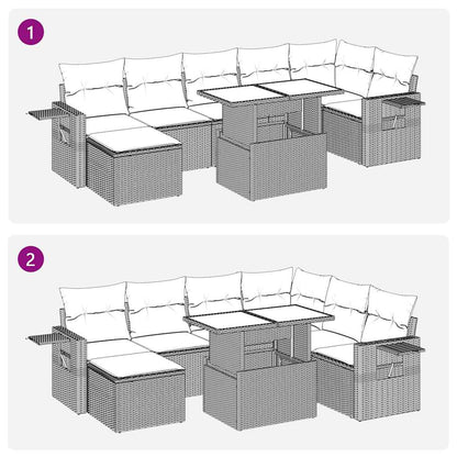 8-delige Loungeset met kussens poly rattan acacia zwart