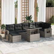 Loungeset 8-delig poly rattan grijs