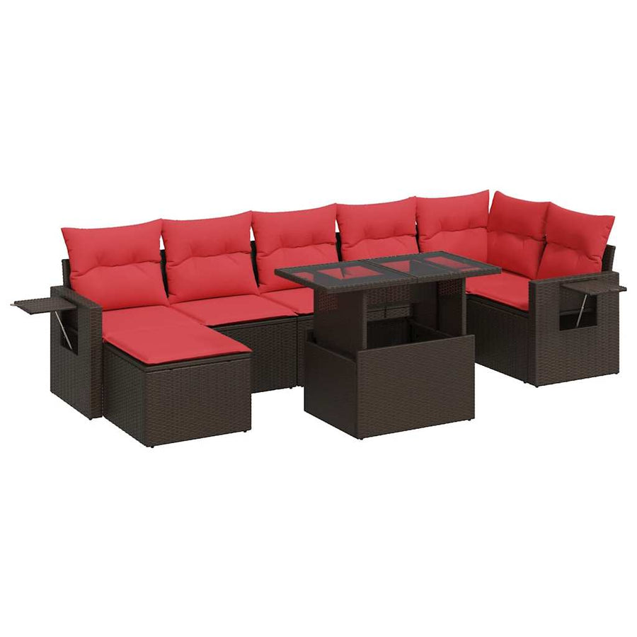 8-delige Loungeset met kussens poly rattan acacia bruin