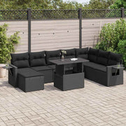 Loungeset 9-delig poly rattan zwart