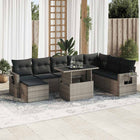 9-delige Loungeset met kussens poly rattan grijs