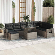Loungeset 9-delig poly rattan grijs