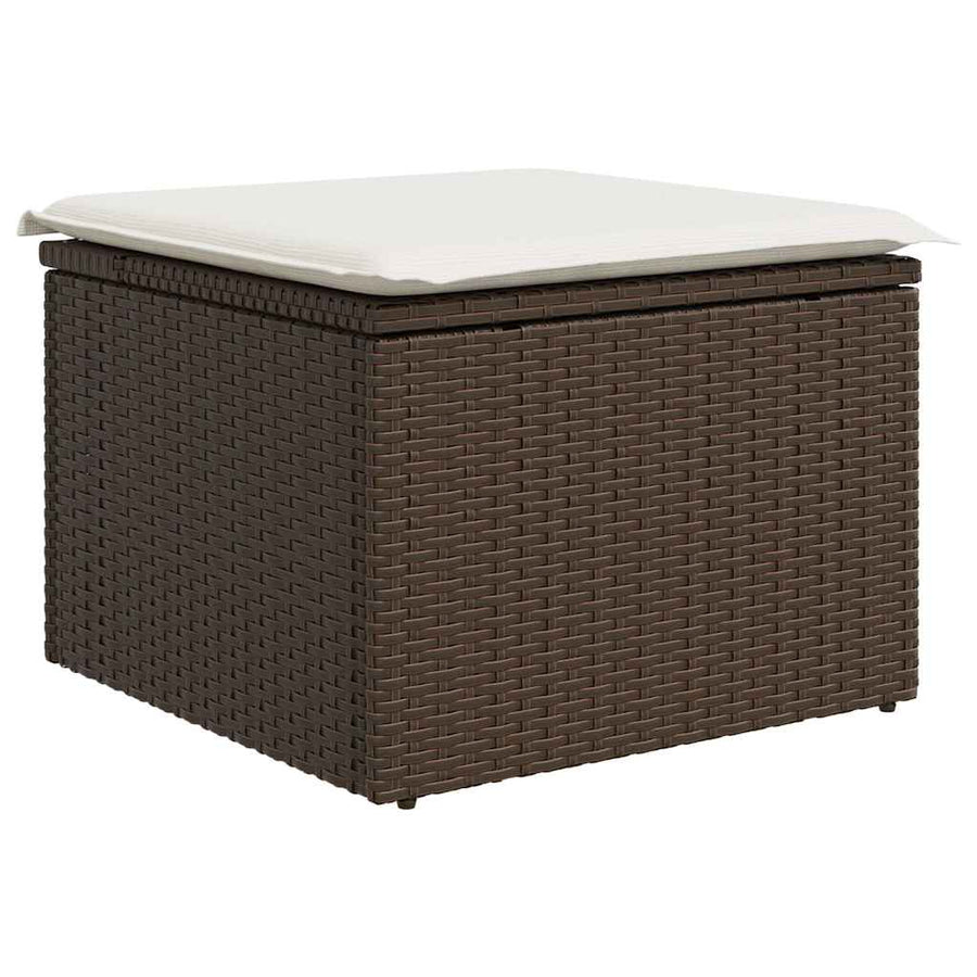 9-delige Loungeset met kussens poly rattan bruin
