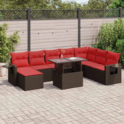 Loungeset 9-delig poly rattan bruin