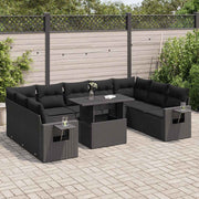 Loungeset 10-delig poly rattan zwart