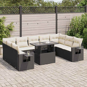 Loungeset 10-delig poly rattan zwart