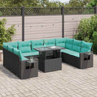 10-piece Loungeset with cushions poly rattan acacia black
