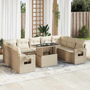 Loungeset poly rattan 10-delig beige