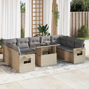 Loungeset 10-delig poly rattan beige