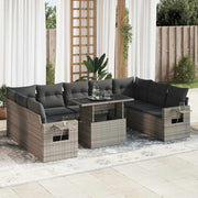 Loungeset 10-delig poly rattan grijs