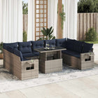 10-piece Lounge Set with Cushions Poly Rattan Acacia Grey