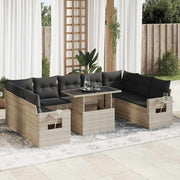Loungeset 10-delig poly rattan lichtgrijs