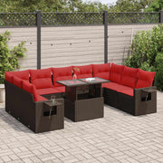 Loungeset 10-delig poly rattan acacia bruin