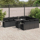 11-piece Lounge Set with Cushions Poly Rattan Black