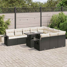 11-piece Lounge Set with Cushions Poly Rattan Black