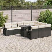 Loungeset 11-delig poly rattan zwart