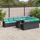 11-piece Loungeset with cushions poly rattan acacia black