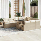 11-piece Garden Furniture Set with Cushions, Poly Rattan, Beige