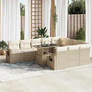 Tuinset 11-delig poly rattan beige