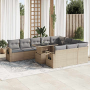 Tuinset 11-delig poly rattan beige met opbergruimte